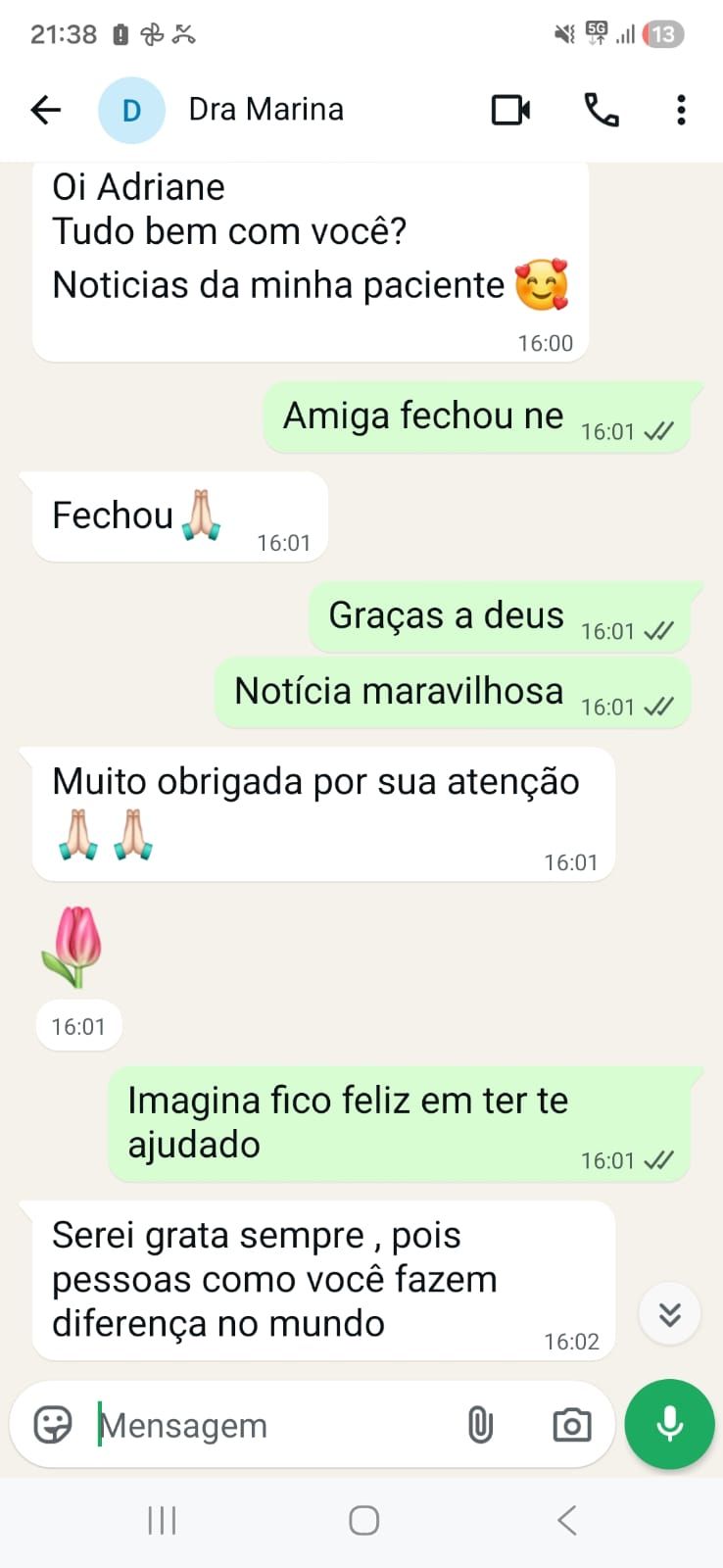Mensagem de paciente